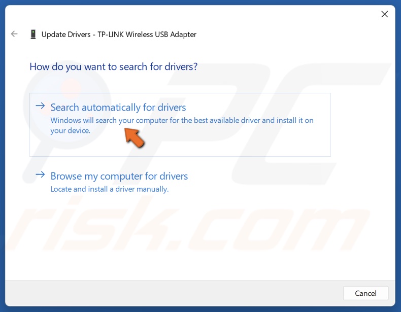 Select Search automatically for drivers