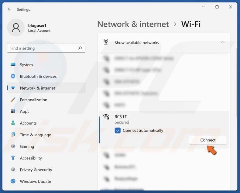 Click on the mobile hotspot and click Connect