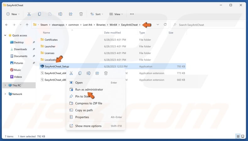 Righ-click EasyAntiCheat_Setup.exe and click Run as administrator