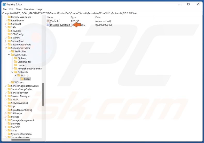 Name the new value DisabledByDefault and save it