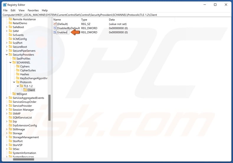 Name the new value Enabled and save it