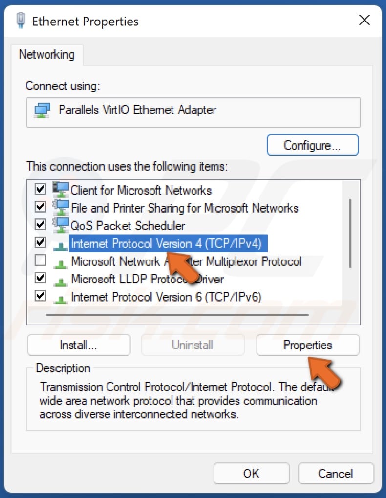 Select Internet Protocol Version 4 and click Properties
