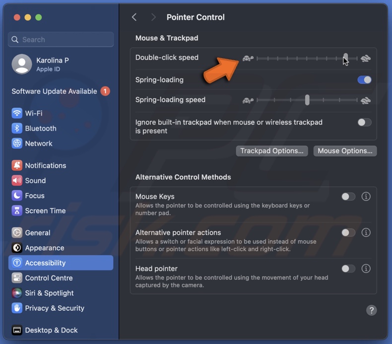 Adjust Double-click speed