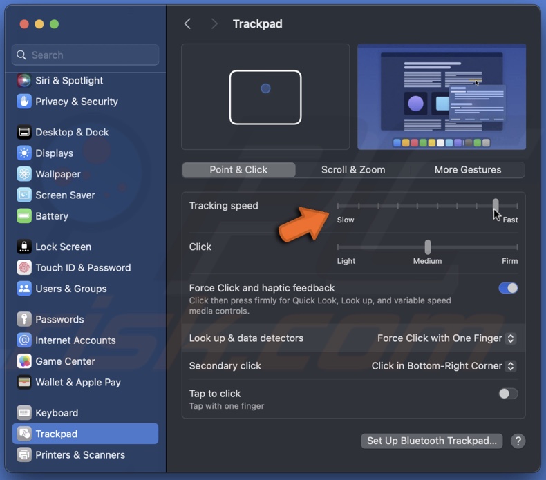 Adjust Tracking speed