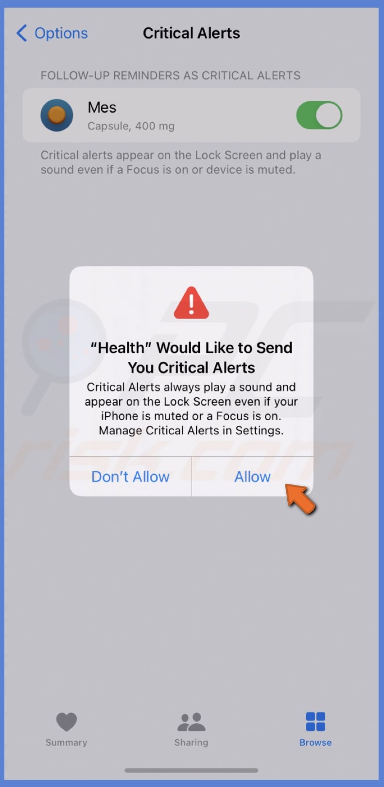 Allow Critical Alerts