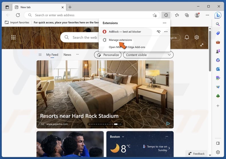 Click Manage extensions