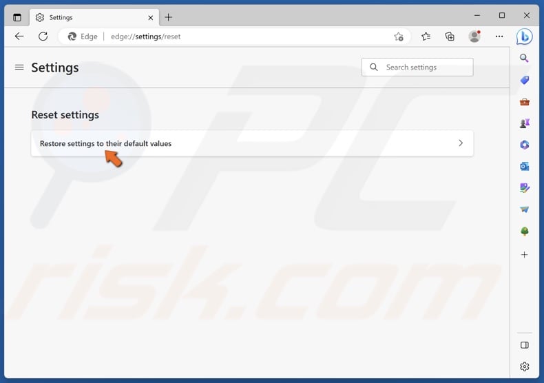 Click Restore settings to their default values