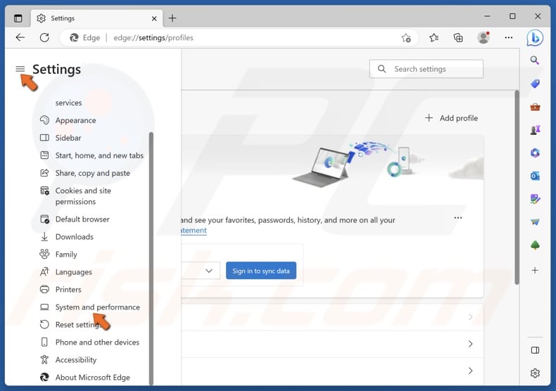 Select the System and Performance panel