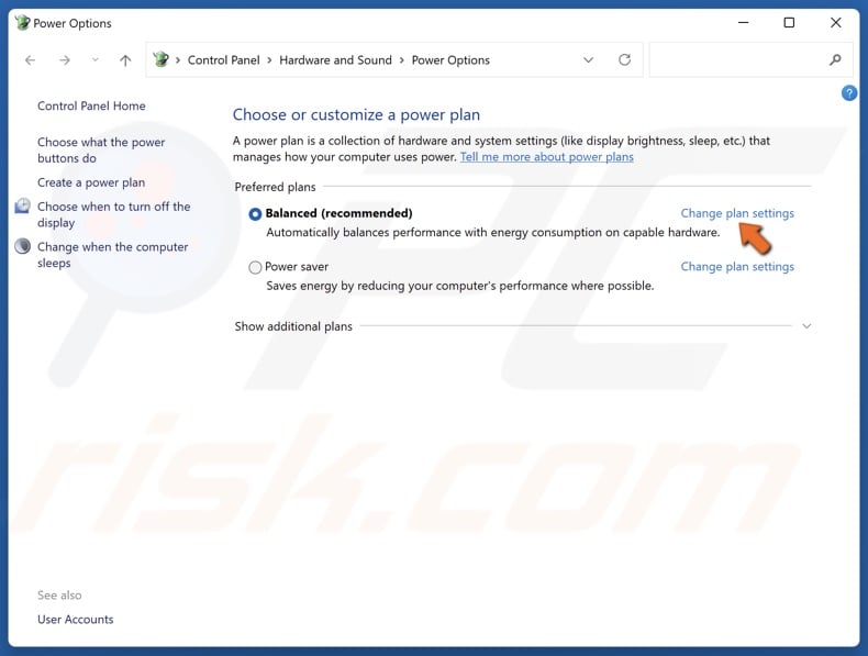 Click Change plan settings