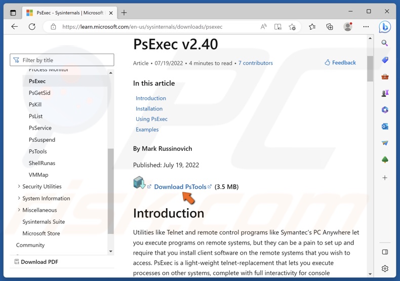 Click Download PsTools