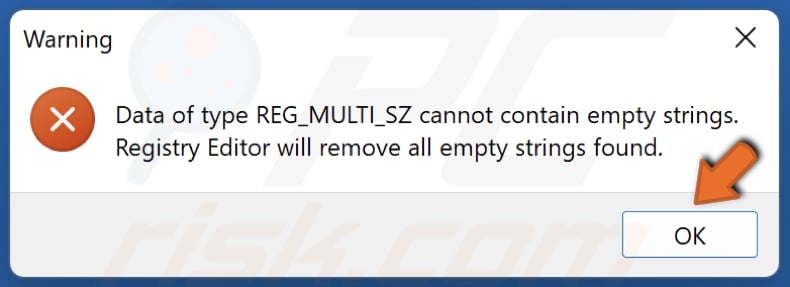 Click OK when prompted