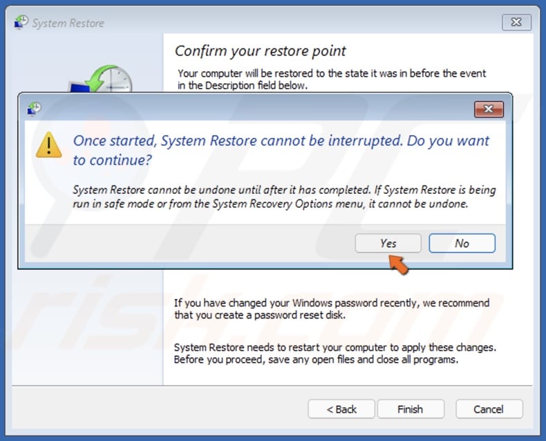 Click Yes when prompted