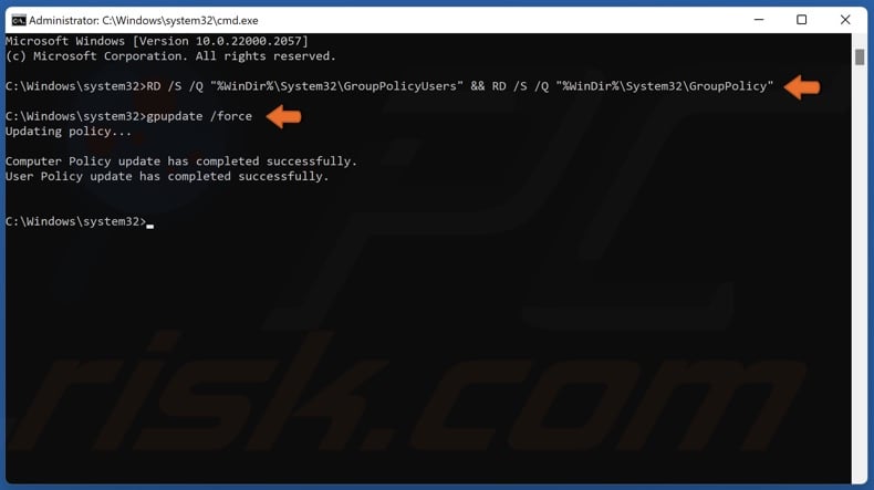Run the gpupdate /force command