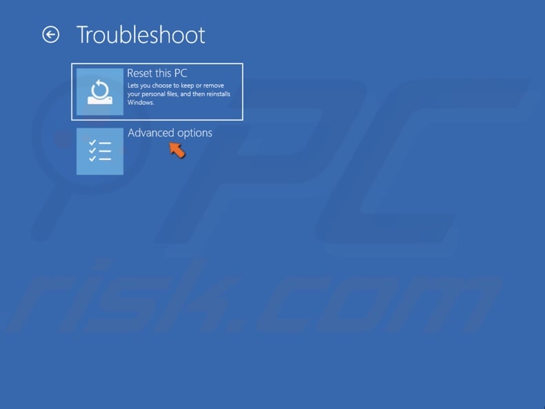 Select Advanced options