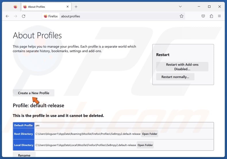 Click Create a New Profile