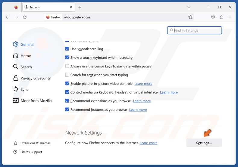 Click Settings in the Network Settings section