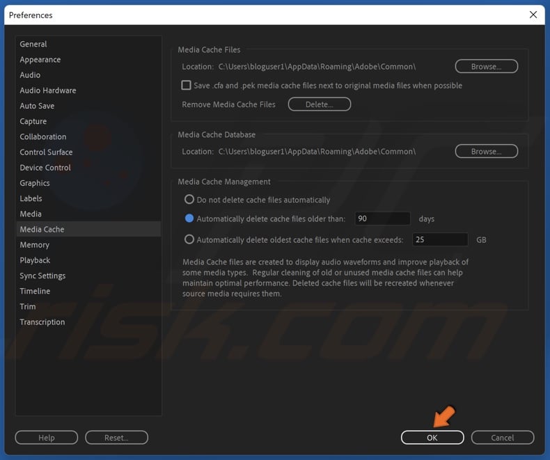 Click Ok to close the Preferences window