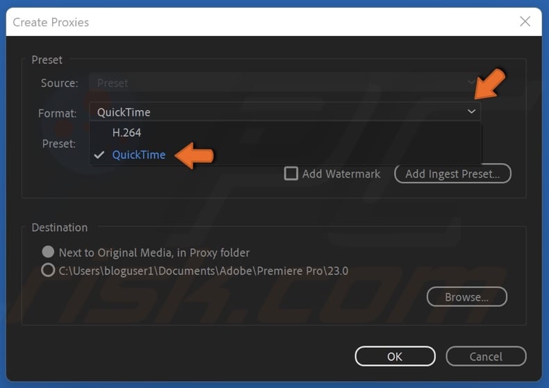Open the format menu and select your preferred format