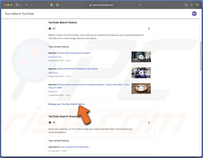Manage your YouTube Watch History