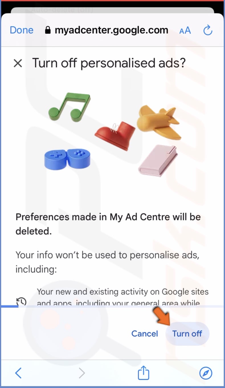 Turn off Personalized ads
