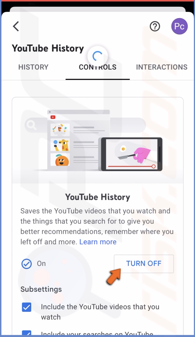 Turn off watch history