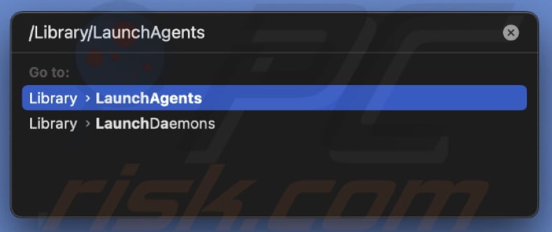 Go to LaunchAgents folder