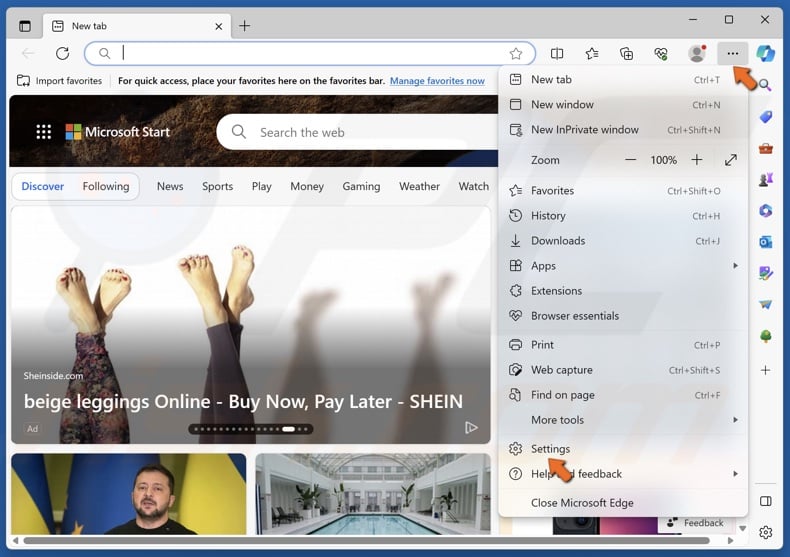 Click the three-dot menu button at the top-right corner and select Settings