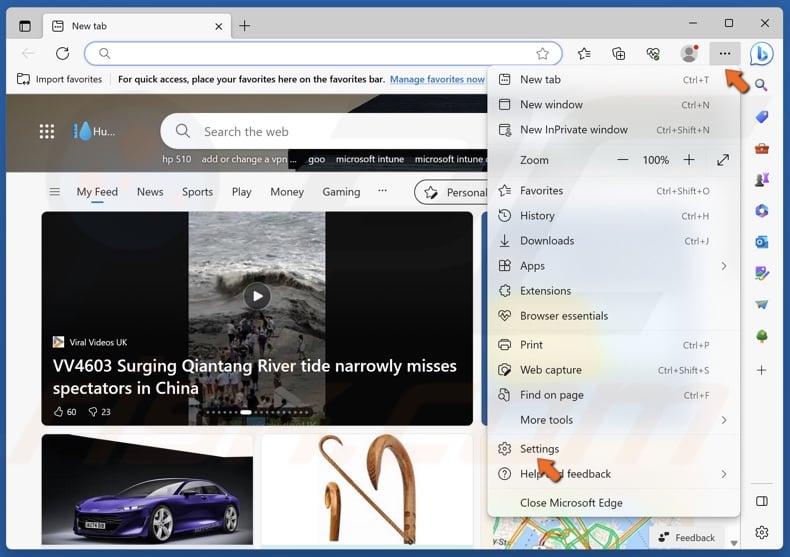 Click the three-dot menu button at the top-right corner and select Settings