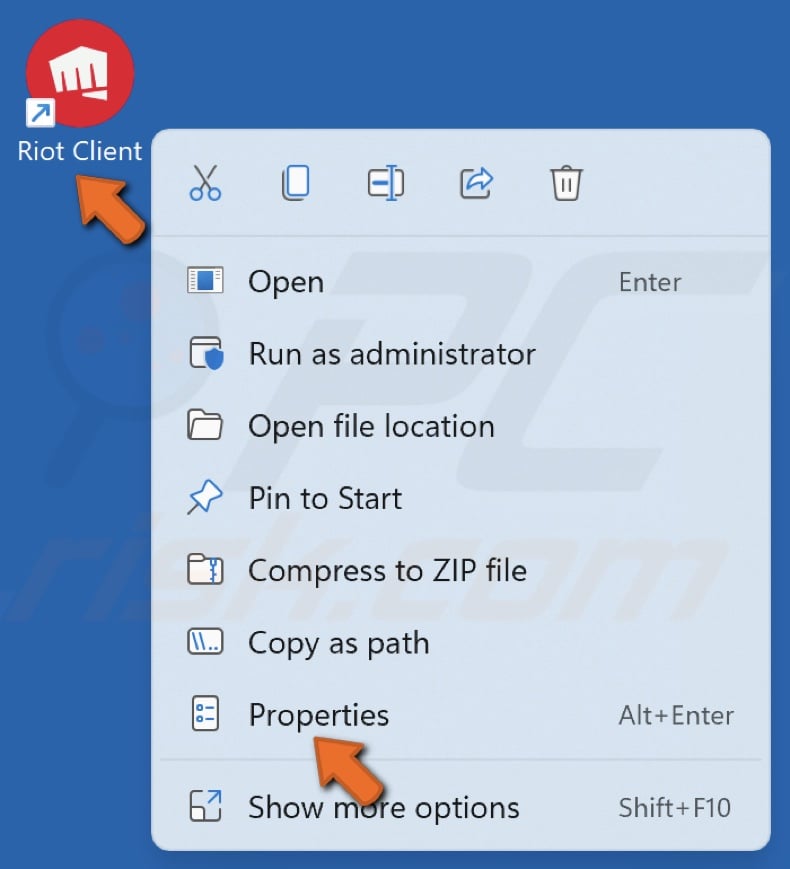 Right-click your Riot Client shortcut and click Properties