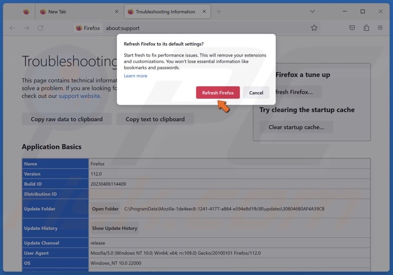 Click Refresh Firefox