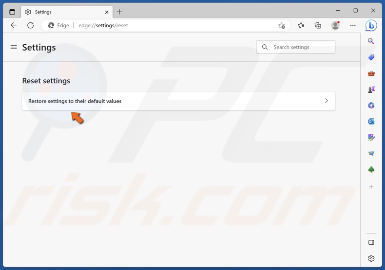 Click Restore settings to their default values