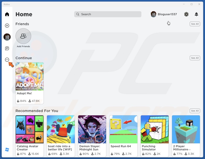 Click the three-dot icon