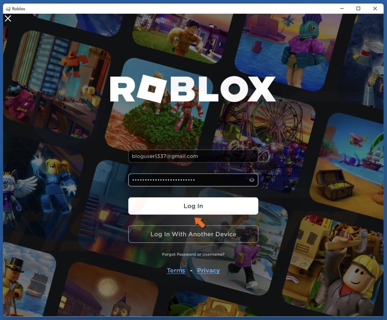 Enter you login credentials and click Log In