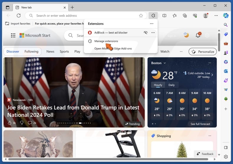 Click Manage extensions