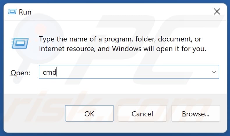 Type in CMD in the Run dialog and hold down Ctrl+Shift+Enter keys to open the elevated Command Prompt