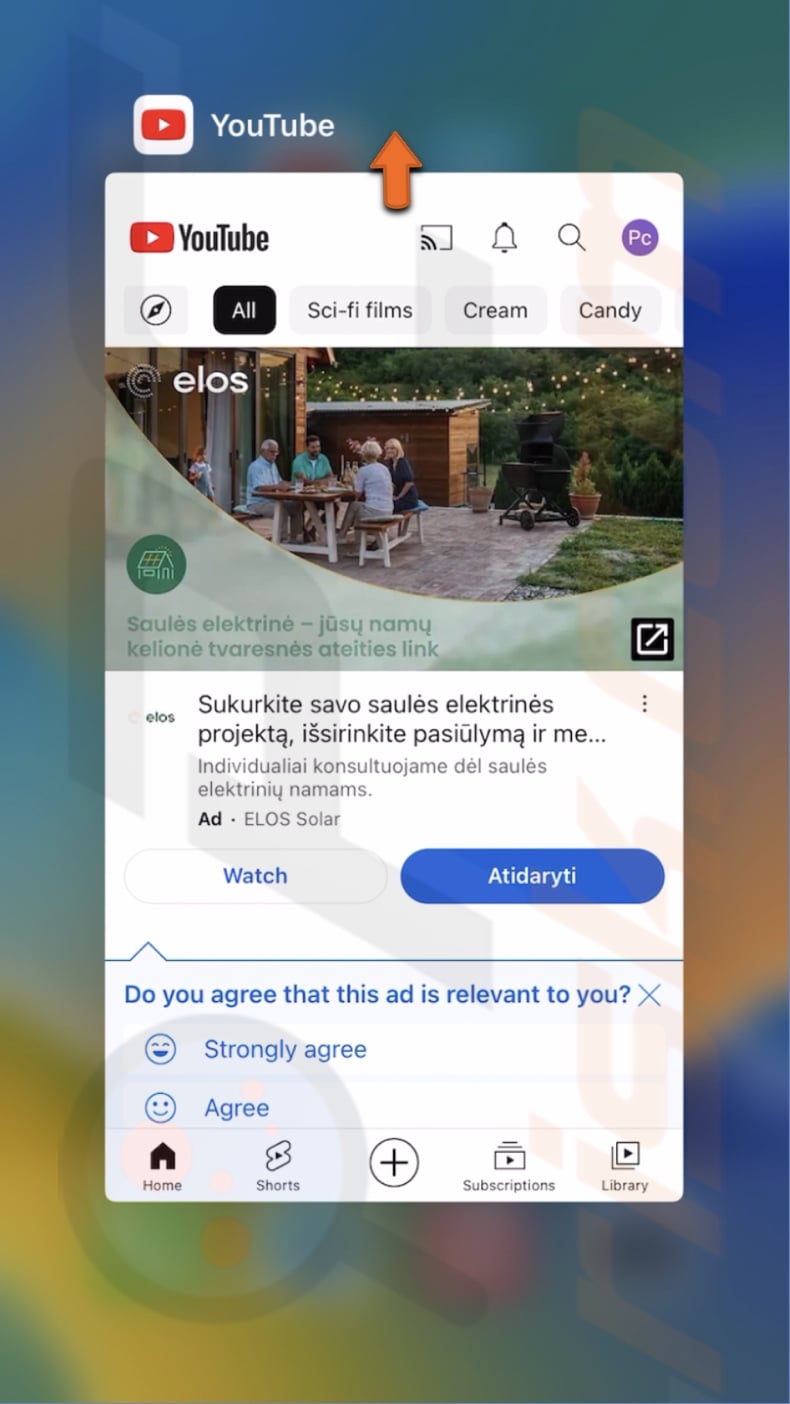 Close the YouTube app