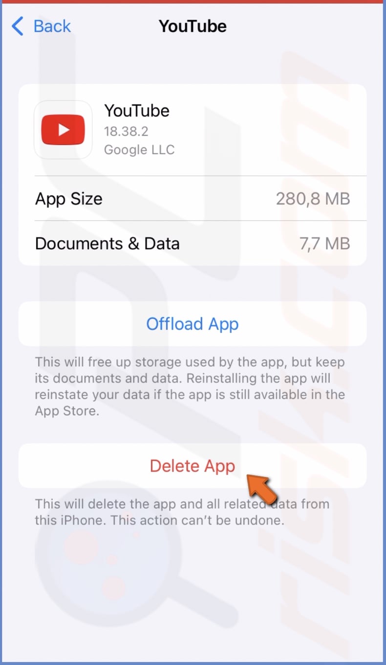 Delete the YouTube app