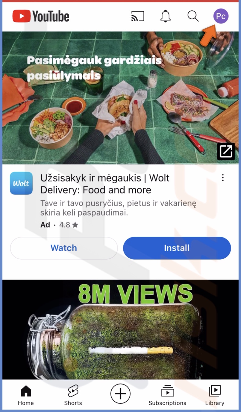 Tap on your profile icon