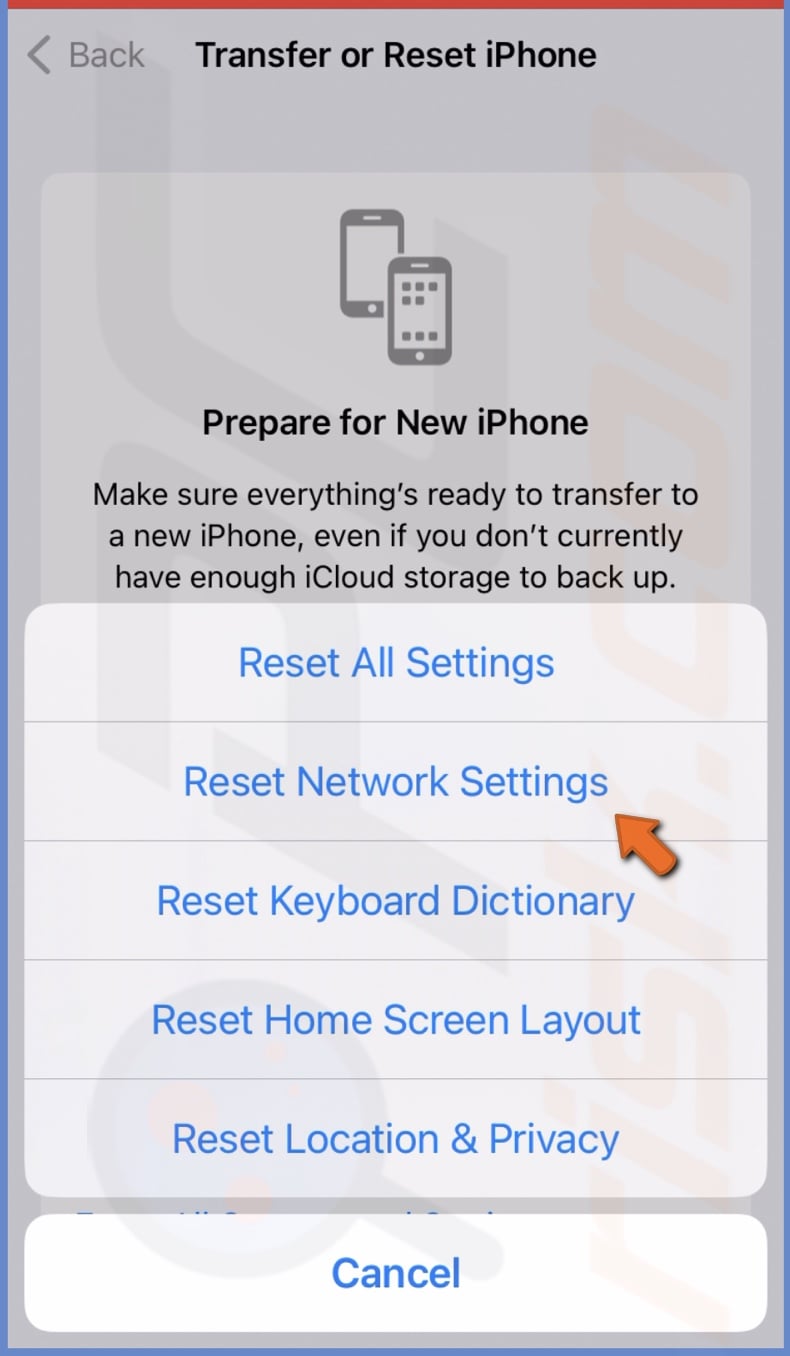Select Reset Network Settings