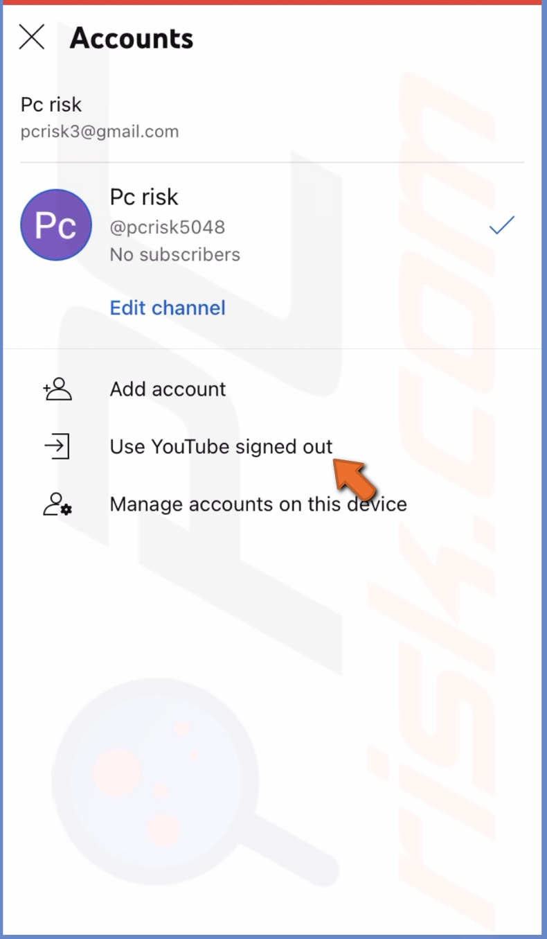 Tap on Use YouTube signed out