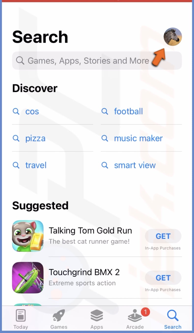 Tap on your profile icon