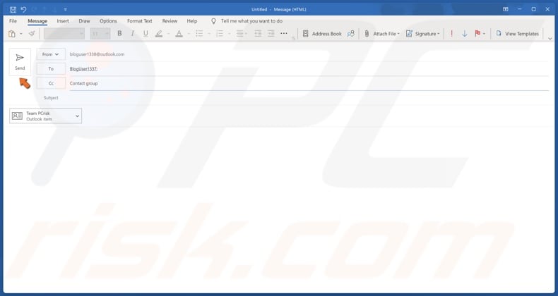 Click Send after dragging and dropping the contact list