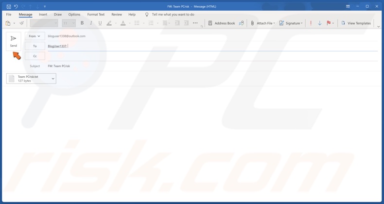 Enter the recipient’s email address, include a subject, add a message if required, and click Send