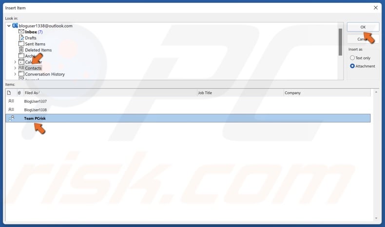 Select Contacts in the top panel and select the contact group you want to share from the bottom panel