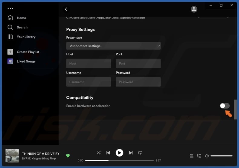 Toggle off Hardware Acceleration