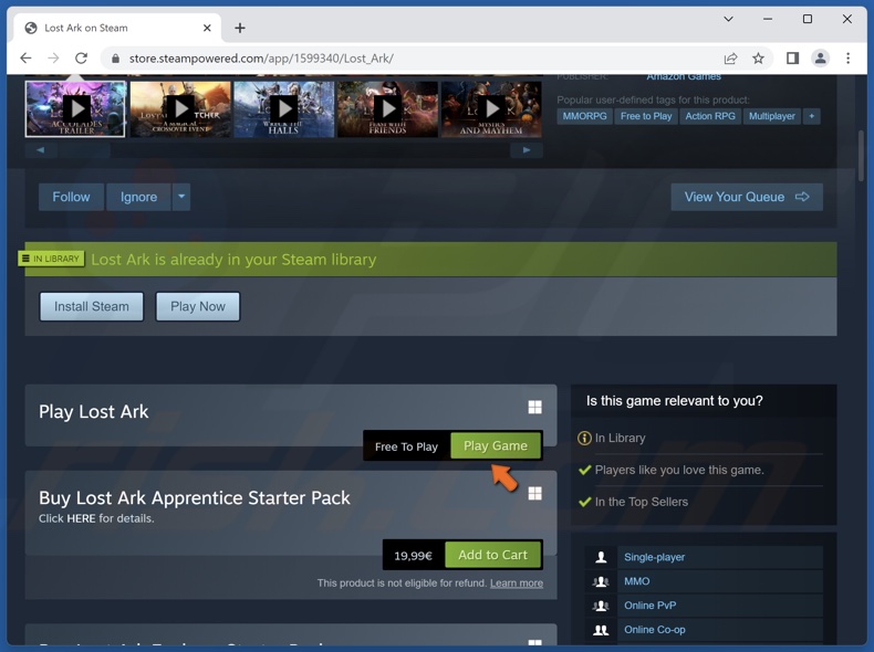 Click Play Game or click Buy