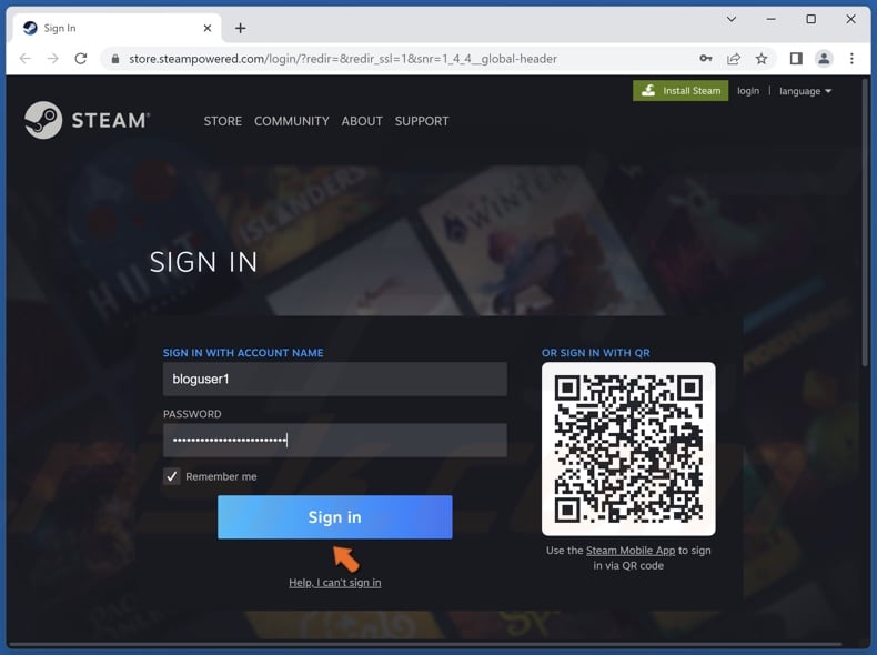 Enter your login credentials and click Sign in