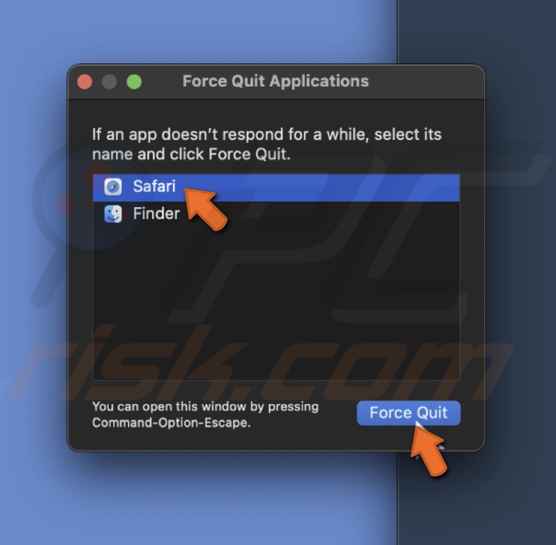 Force quit Safari