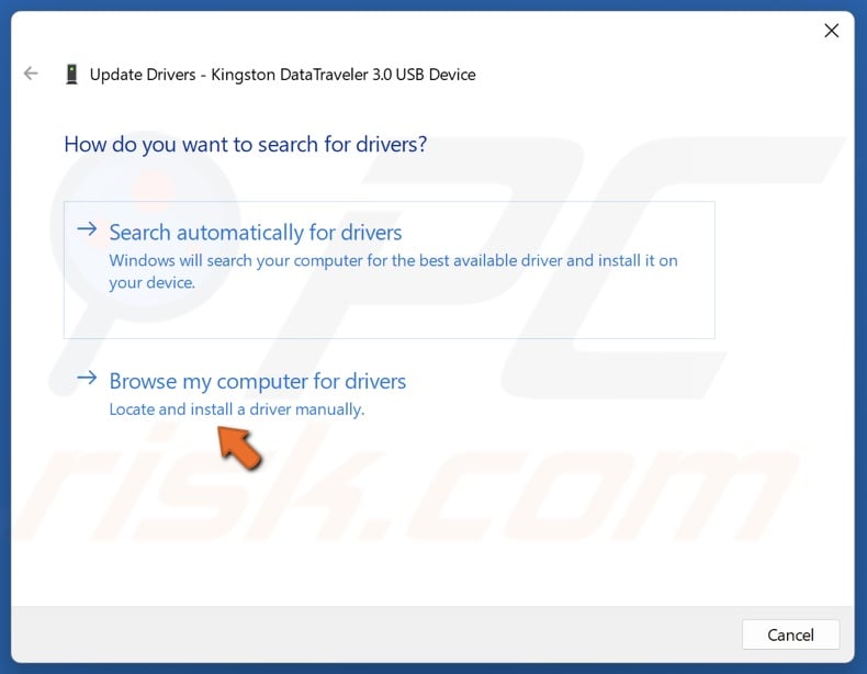 Click Browse my computer for drivers