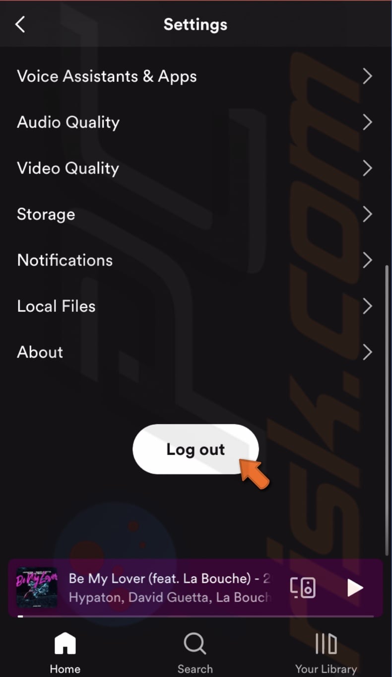 Log out from Spotify